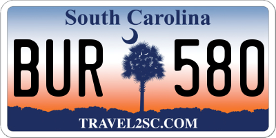 SC license plate BUR580