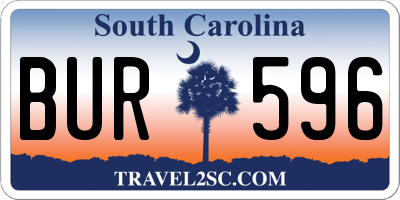 SC license plate BUR596
