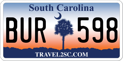SC license plate BUR598