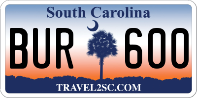 SC license plate BUR600
