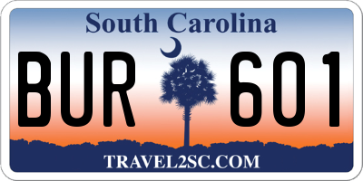 SC license plate BUR601