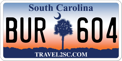 SC license plate BUR604