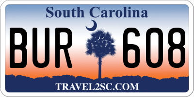 SC license plate BUR608