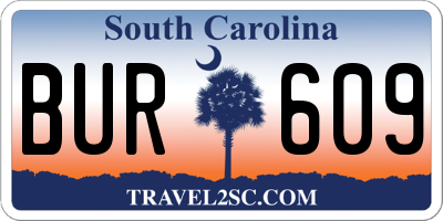 SC license plate BUR609