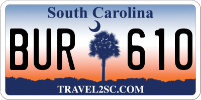 SC license plate BUR610