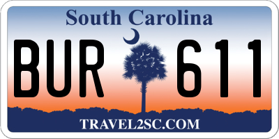 SC license plate BUR611