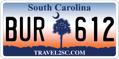 SC license plate BUR612