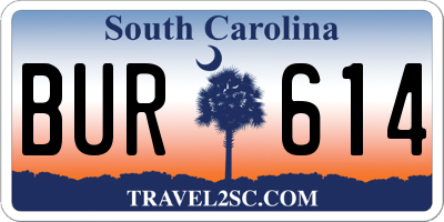 SC license plate BUR614
