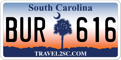 SC license plate BUR616