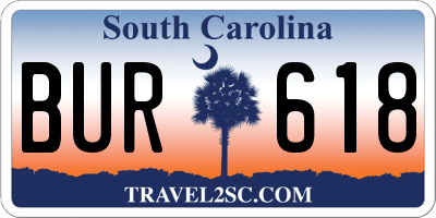 SC license plate BUR618