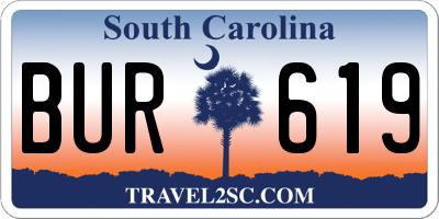 SC license plate BUR619
