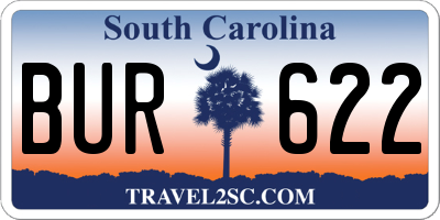 SC license plate BUR622