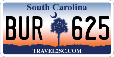 SC license plate BUR625