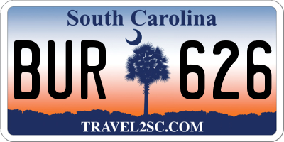 SC license plate BUR626
