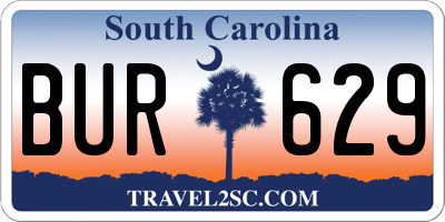 SC license plate BUR629