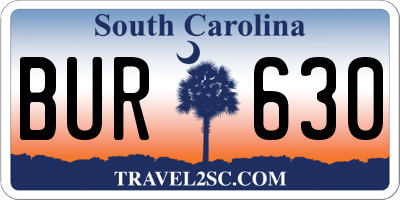 SC license plate BUR630