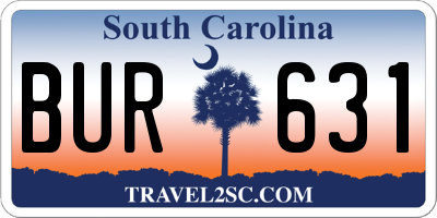 SC license plate BUR631