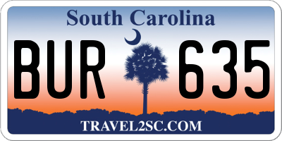 SC license plate BUR635