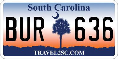 SC license plate BUR636