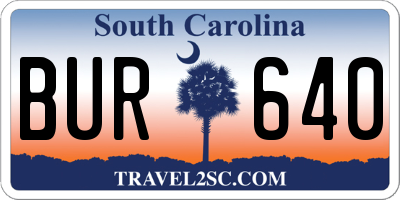 SC license plate BUR640