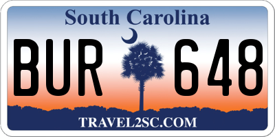 SC license plate BUR648