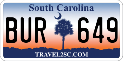 SC license plate BUR649