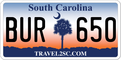 SC license plate BUR650