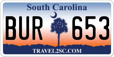 SC license plate BUR653