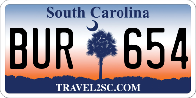 SC license plate BUR654