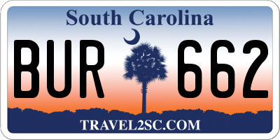 SC license plate BUR662