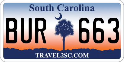 SC license plate BUR663