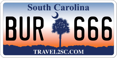 SC license plate BUR666