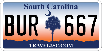 SC license plate BUR667