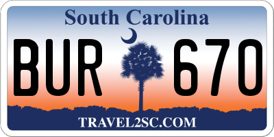 SC license plate BUR670