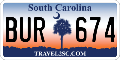 SC license plate BUR674