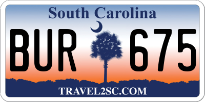 SC license plate BUR675
