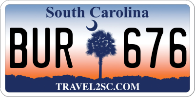 SC license plate BUR676