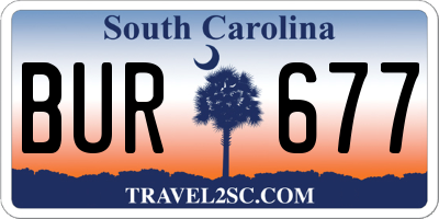 SC license plate BUR677