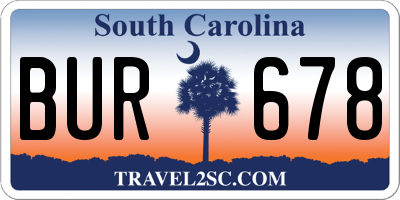 SC license plate BUR678
