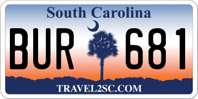 SC license plate BUR681