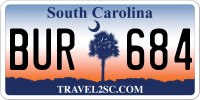 SC license plate BUR684