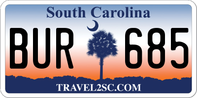 SC license plate BUR685