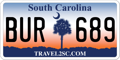 SC license plate BUR689