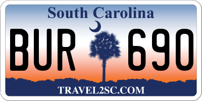 SC license plate BUR690