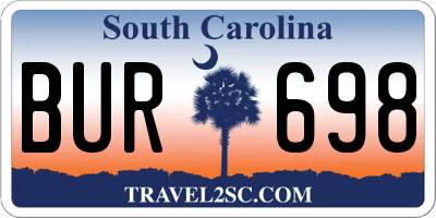 SC license plate BUR698
