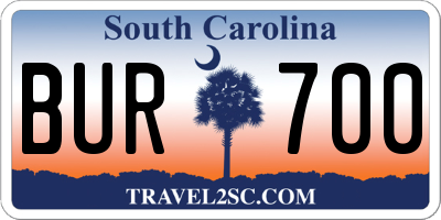 SC license plate BUR700