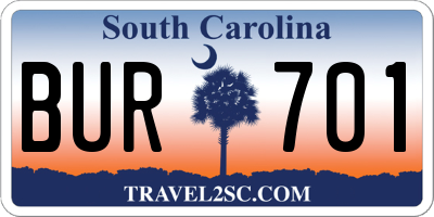 SC license plate BUR701