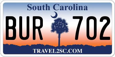 SC license plate BUR702