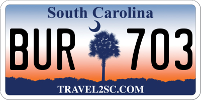 SC license plate BUR703