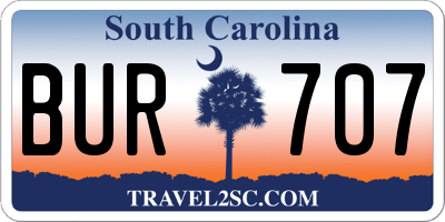 SC license plate BUR707